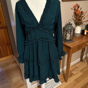 Dark Green Long Sleeve mid dress